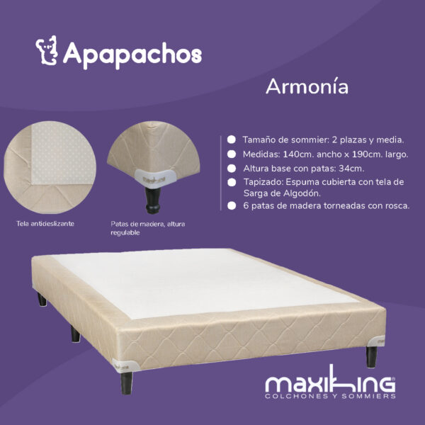 Base de Sommier Maxiking Armonía 2 Plazas y Media 140x190 - Imagen 2