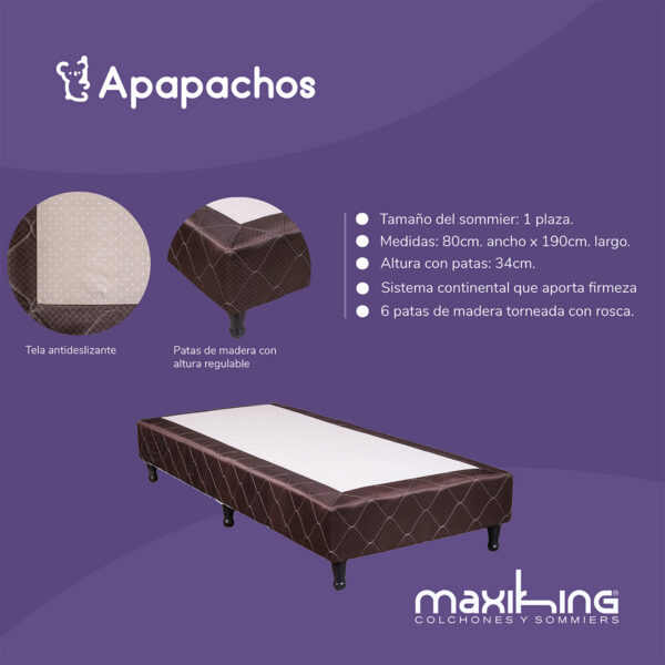 Base de Sommier Maxiking Esmeralda 1 Plaza 80x190 - Imagen 2