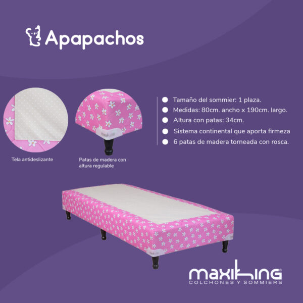 Base de Sommier Maxiking Infantil 1 Plaza Rosa 80x190 - Imagen 2