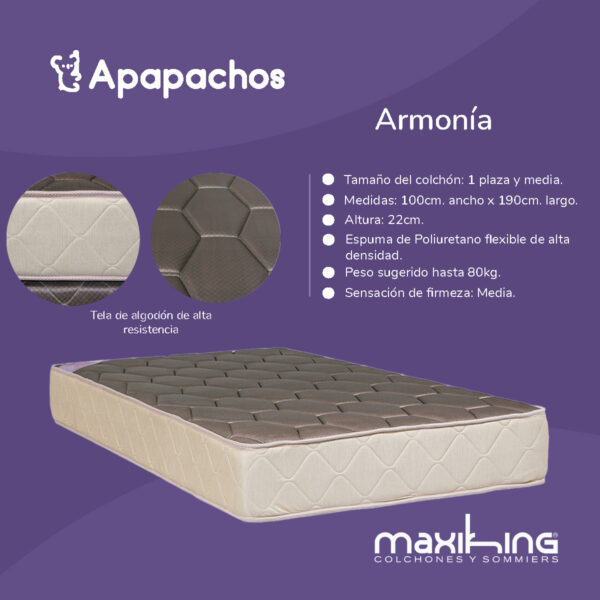 Colchón Espuma Maxiking Armonía 1 Plaza y Media 100x190x22 - Imagen 2