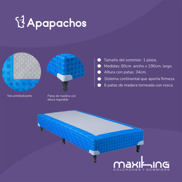 Sommier y Colchón Espuma Maxiking Infantil 1 Plaza Celeste 80x190x20 - Imagen 3