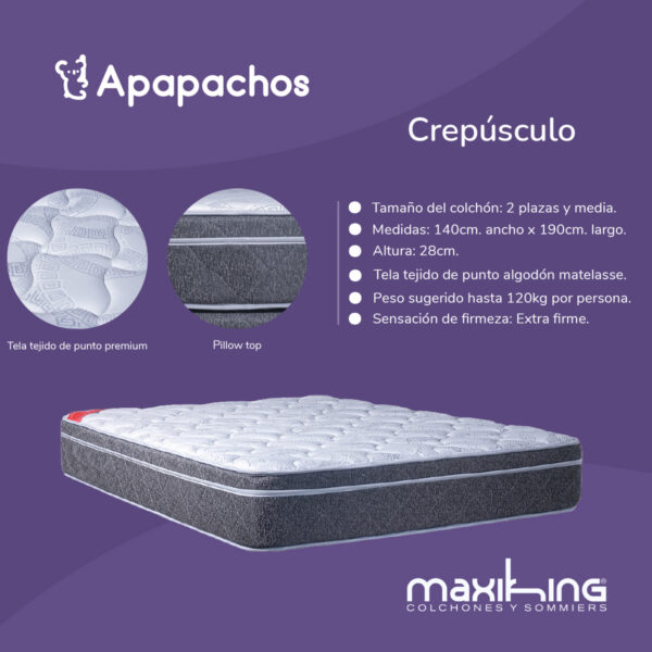 Colchón Espuma Maxiking Crepúsculo 2 Plazas y Media 140x190x28 - Imagen 2
