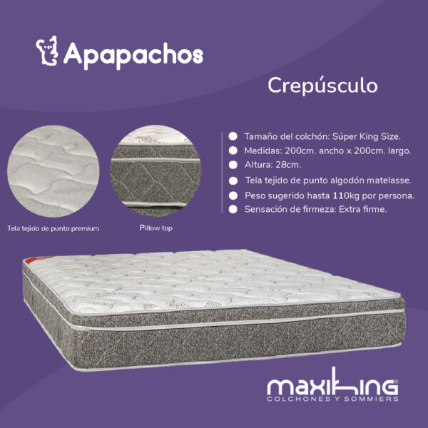 Colchón Espuma Maxiking Crepúsculo Súper King Size 200x200x28 - Imagen 2