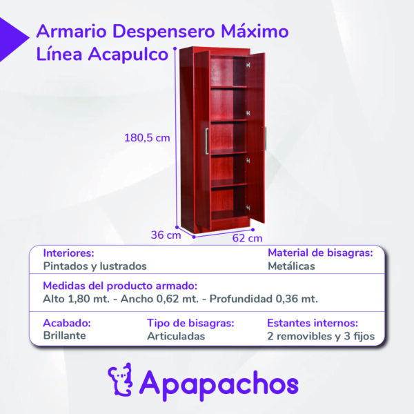 Armario Máximo Multiuso 2 puertas Caoba - Imagen 6