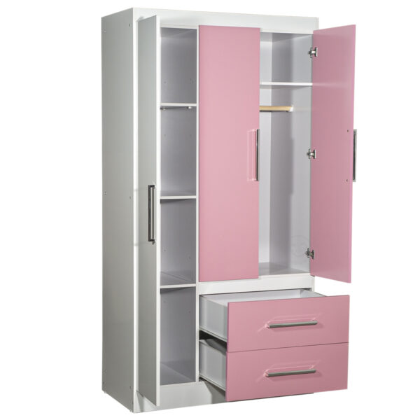 Ropero Placard Infantil Máximo 3 Puertas Rosa Y Blanco - Imagen 4