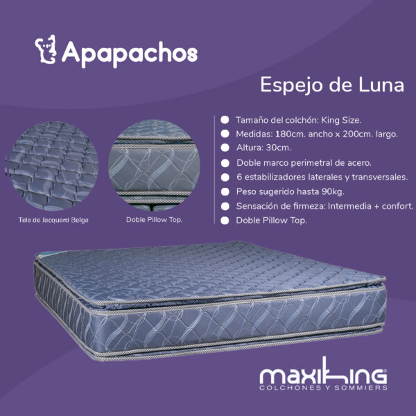 Colchón Resorte Maxiking Espejo de Luna King Size 180x200x30 - Imagen 2