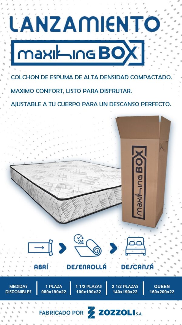 Colchon Maxiking Box 2 plazas y media 140x190x22cm de Espuma en Caja Alta Densidad - Imagen 3