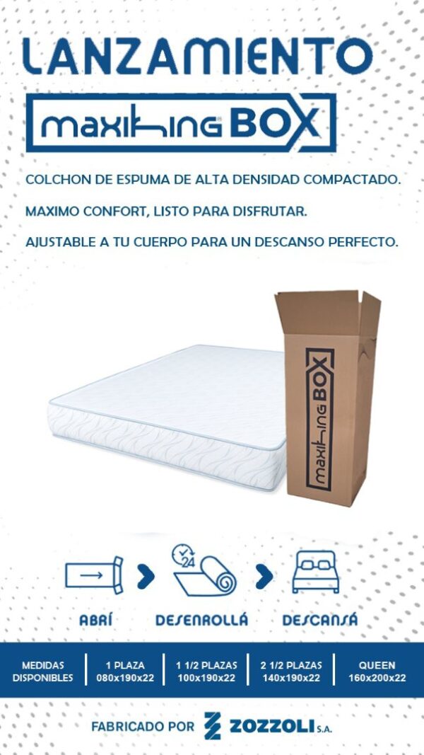 Colchon Maxiking Box 1 plaza 80x190x22cm de Espuma en Caja Alta Densidad - Imagen 3